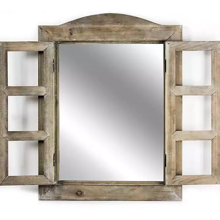 Kirklands Home Rustic Wooden Dual Window Shutter Wall Mirror Sale