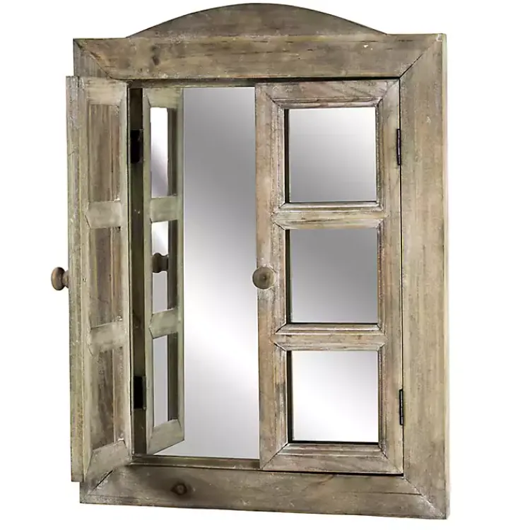 Kirklands Home Rustic Wooden Dual Window Shutter Wall Mirror Sale