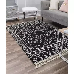 Kirklands Home Sable and White Moon Accent Rug, 2x8 Black Discount
