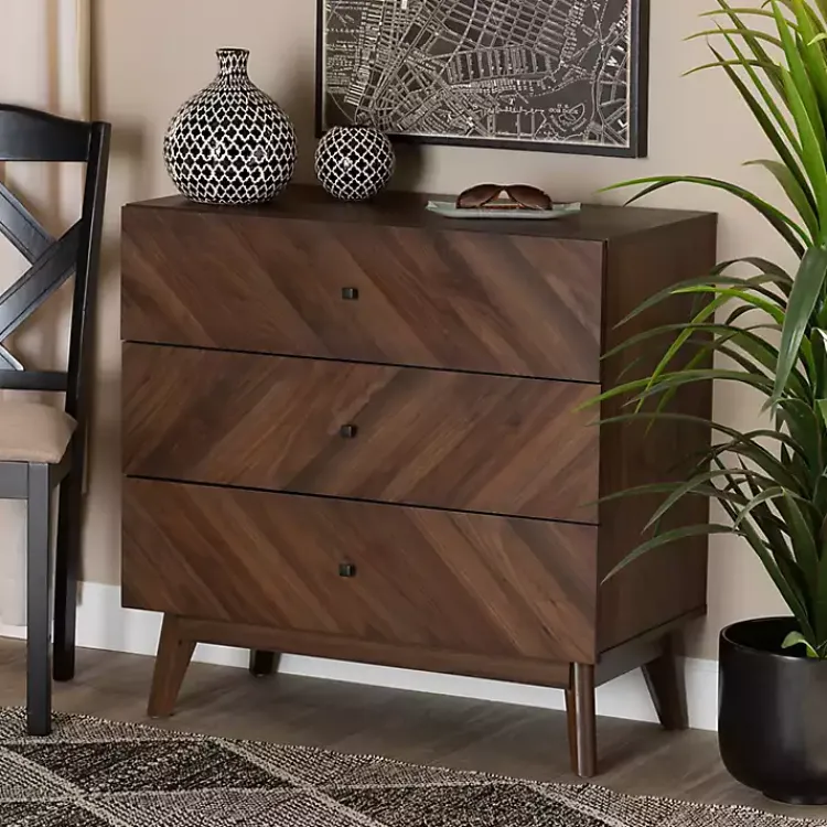 Kirklands Home Sabrina Walnut Wood 3-Drawer Chest Sale
