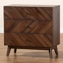 Kirklands Home Sabrina Walnut Wood 3-Drawer Chest Sale