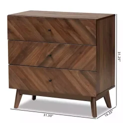 Kirklands Home Sabrina Walnut Wood 3-Drawer Chest Sale