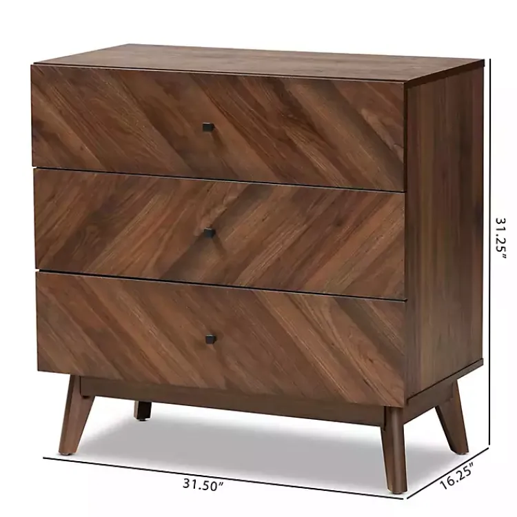Kirklands Home Sabrina Walnut Wood 3-Drawer Chest Sale