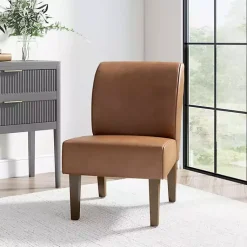 Kirklands Home Saddle Faux Leather Accent Chair Brown Outlet