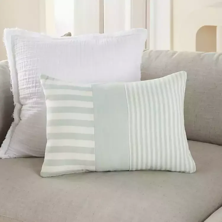 Pillows>Kirklands Home Sage Asymmetrical Stripes Lumbar Pillow Green