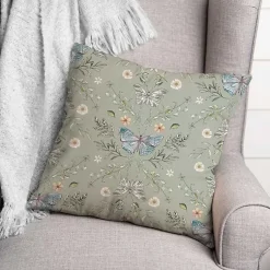 Pillows>Kirklands Home Sage Botanical Butterfly Throw Pillow Green