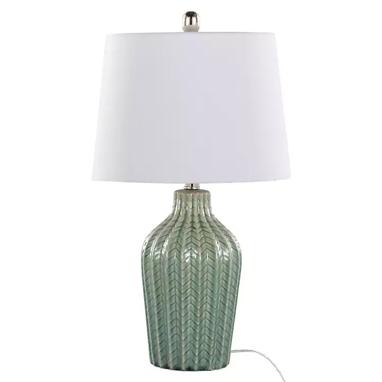 Kirklands Home Sage Ceramic Chevron Table Lamps, Set of 2 White Online