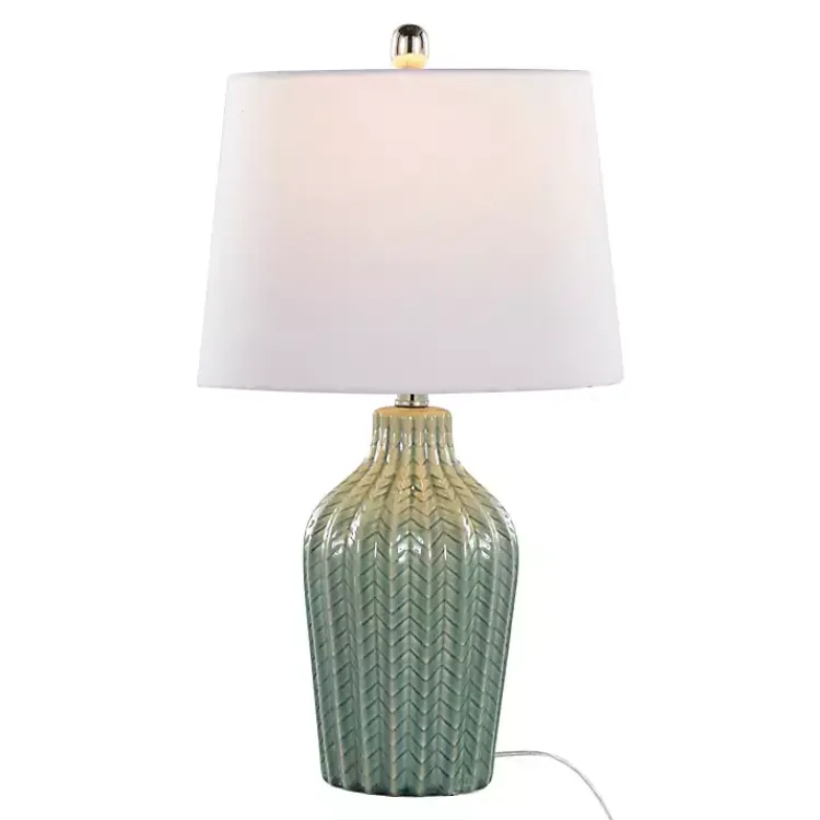 Kirklands Home Sage Ceramic Chevron Table Lamps, Set of 2 White Online