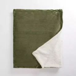 Blankets & Throws>Kirklands Home Sage Corduroy Sherpa Throw Green