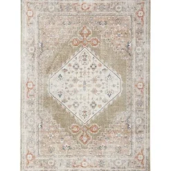 Kirklands Home Sage Distressed Medallion Washable Area Rug, 5x7 Best
