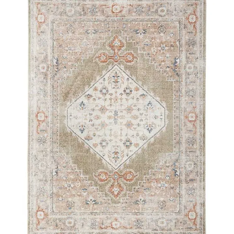 Kirklands Home Sage Distressed Medallion Washable Area Rug, 5x7 Best