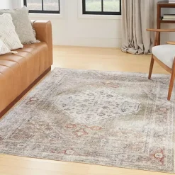 Kirklands Home Sage Distressed Medallion Washable Area Rug, 5x7 Best