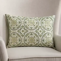 Pillows>Kirklands Home Sage Embroidered Medallion Lumbar Pillow Green