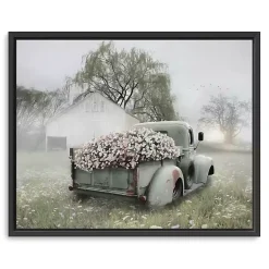 Kirklands Home Sage Flower Truck Framed Giclee Canvas Art Print Green Hot