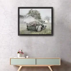 Kirklands Home Sage Flower Truck Framed Giclee Canvas Art Print Green Hot