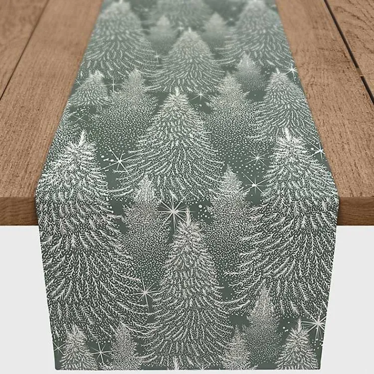 Kirklands Home Sage Forest Winter Twill Table Runner, 90 in. New