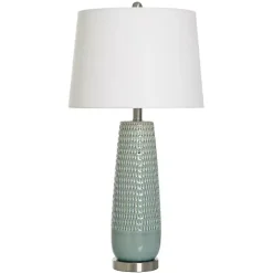 Kirklands Home Sage Green Ceramic Dimpled Table Lamp White Hot