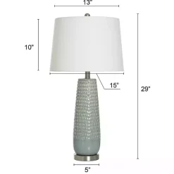 Kirklands Home Sage Green Ceramic Dimpled Table Lamp White Hot