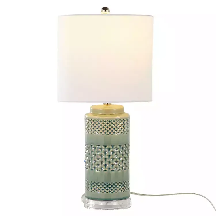 Kirklands Home Sage Green Geometric Table Lamps, Set of 2 White Outlet