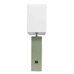 Kirklands Home Sage Leather Charging Table Lamp Green New