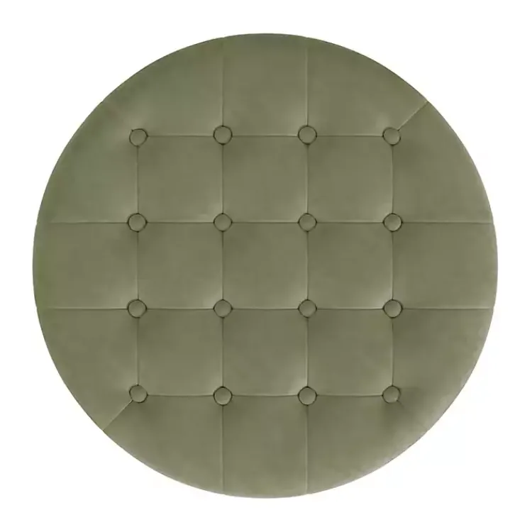 Kirklands Home Sage Round Velvet Tufted Storage Ottoman Green Best