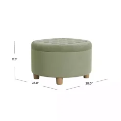 Kirklands Home Sage Round Velvet Tufted Storage Ottoman Green Best