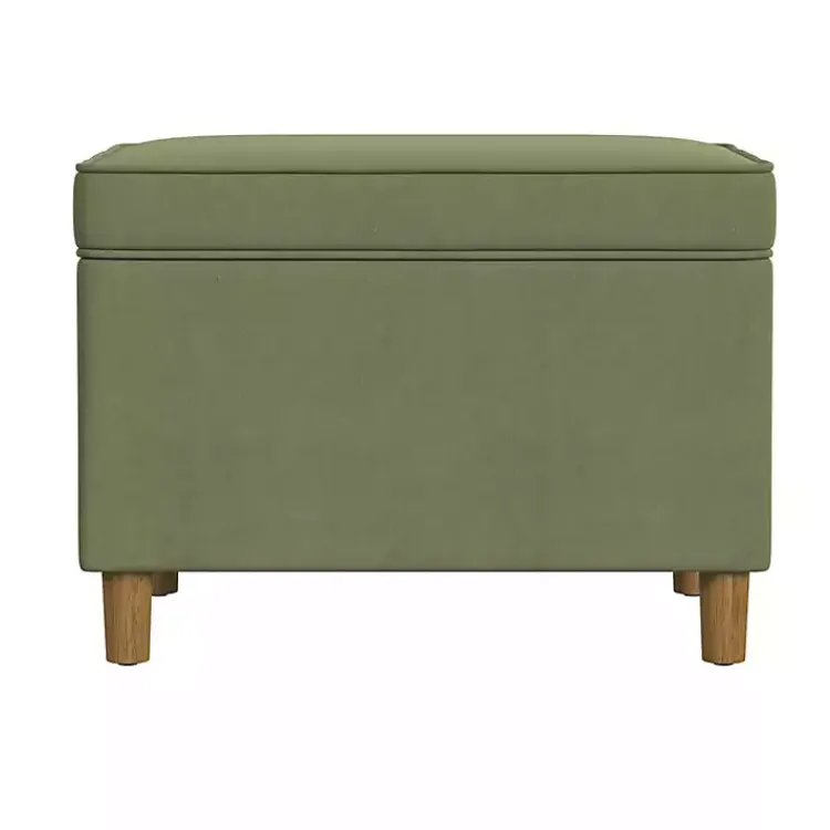 Kirklands Home Sage Velvet Rectangle Storage Ottoman Green Hot