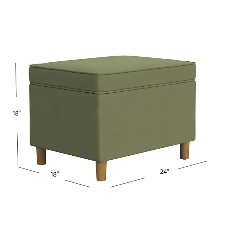 Kirklands Home Sage Velvet Rectangle Storage Ottoman Green Hot