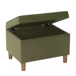 Kirklands Home Sage Velvet Rectangle Storage Ottoman Green Hot