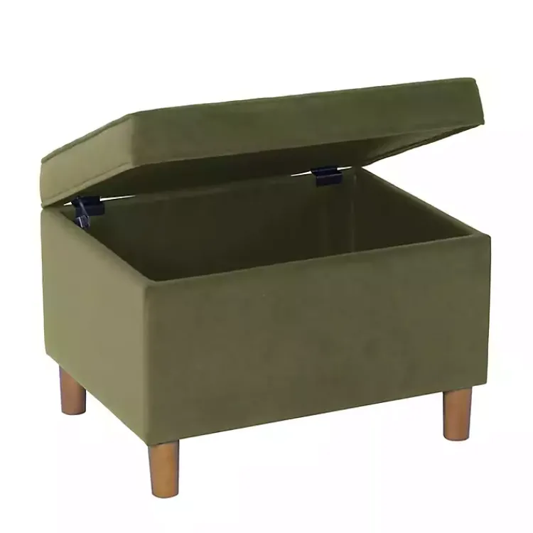 Kirklands Home Sage Velvet Rectangle Storage Ottoman Green Hot