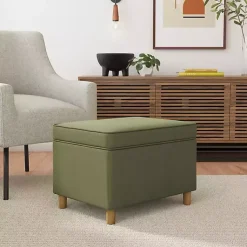 Kirklands Home Sage Velvet Rectangle Storage Ottoman Green Hot