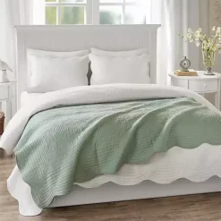 Blankets & Throws>Kirklands Home Sage Oversized Quilted Scalloped Edge Throw Green