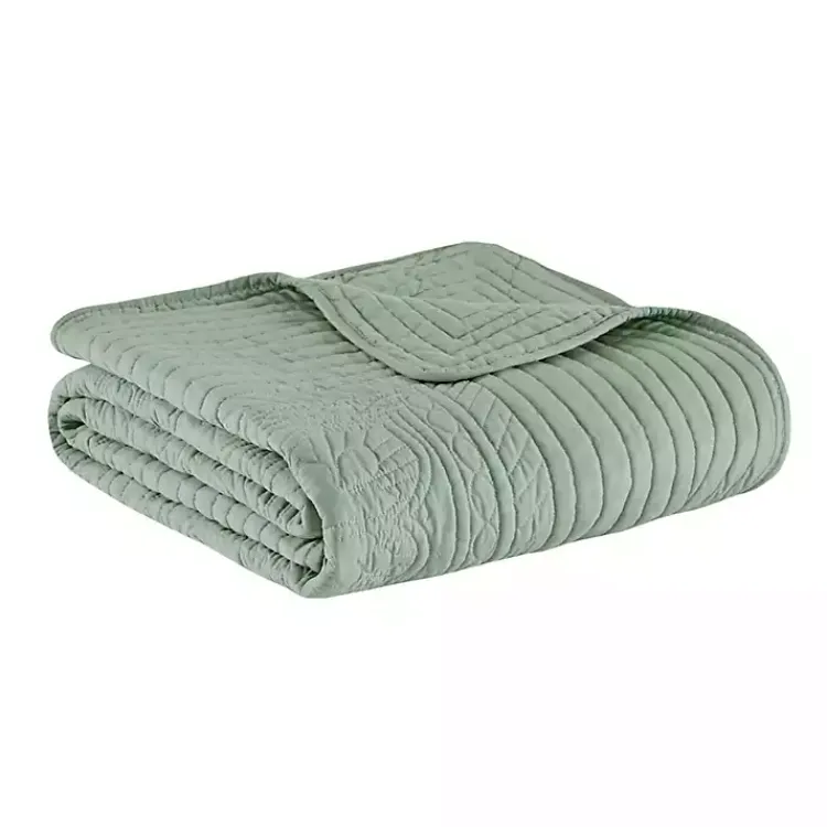 Blankets & Throws>Kirklands Home Sage Oversized Quilted Scalloped Edge Throw Green