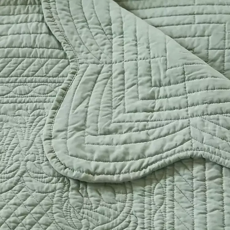 Blankets & Throws>Kirklands Home Sage Oversized Quilted Scalloped Edge Throw Green