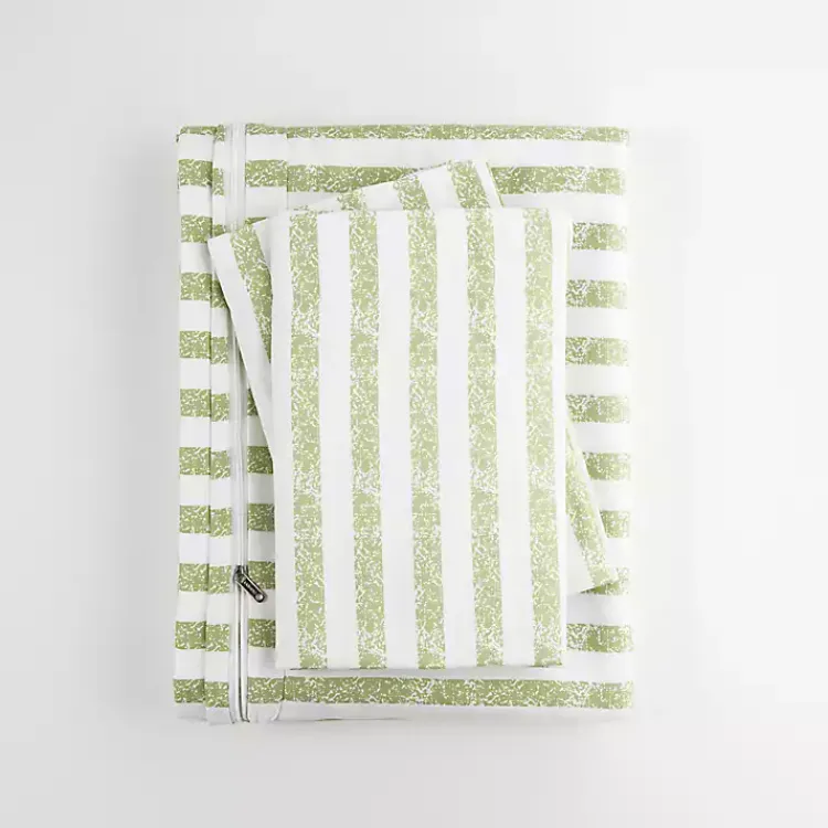 Kirklands Home Sage Rugged Stripes Puffed King 3-pc. Duvet Set Best