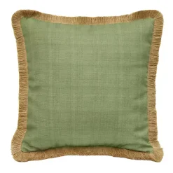 Kirklands Home Sage Textured Jute Trim Outdoor Pillow Green