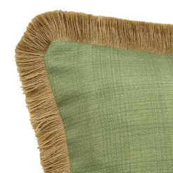 Kirklands Home Sage Textured Jute Trim Outdoor Pillow Green