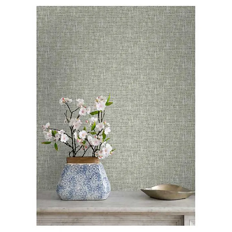 Kirklands Home Sage Textured Poplin Peel & Stick Wallpaper Green Clearance