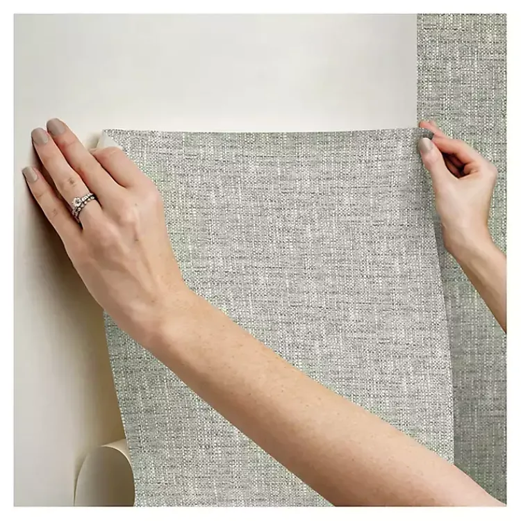 Kirklands Home Sage Textured Poplin Peel & Stick Wallpaper Green Clearance