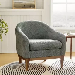 Kirklands Home Sage Wool Upholstered Joan Barrel Accent Chair Green Sale