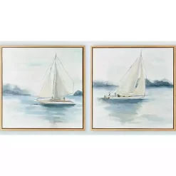 Kirklands Home Sail from the Coast Framed Canvas Prints, Set of 2