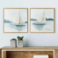 Kirklands Home Sail from the Coast Framed Canvas Prints, Set of 2