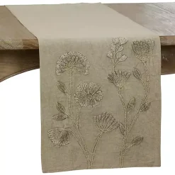 Kirklands Home Sand Beige Floral Embroidered Table Runner Tan Sale