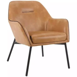 Kirklands Home Sand Faux Leather Scoop Accent Chair Tan Outlet