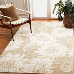 Kirklands Home Sand Floral Blooms Outdoor Area Rug, 4x7 New