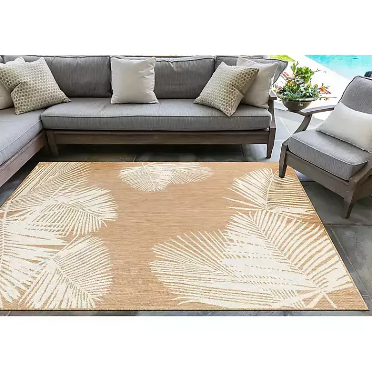 Kirklands Home Sand Forest Leaf Indoor/Outdoor Area Rug, 4x7 Best
