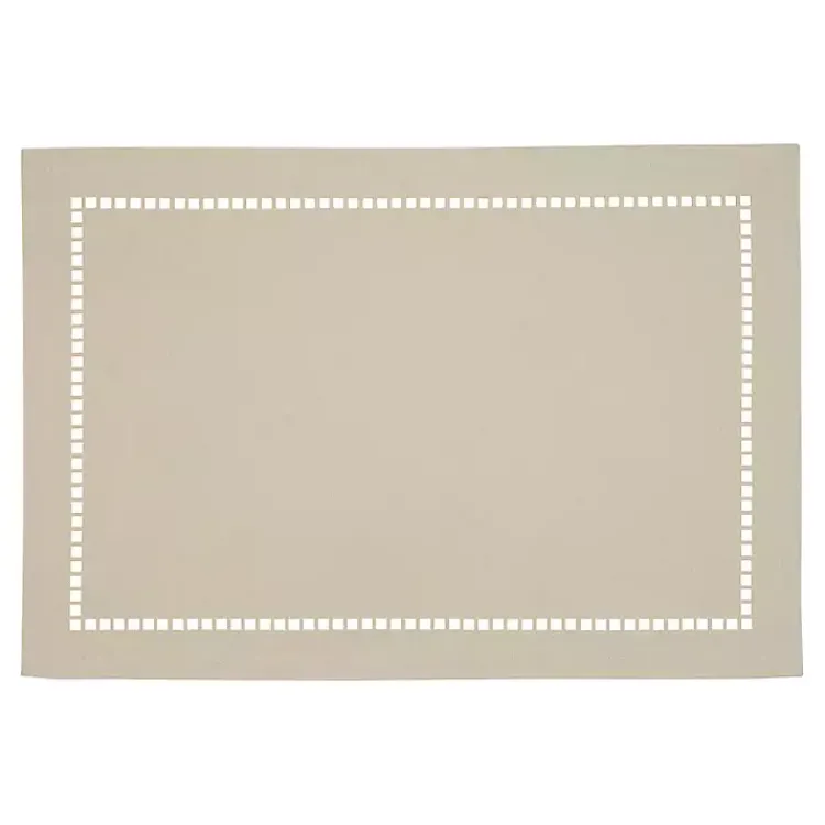 Kirklands Home Sand Laser-Cut Hemstitch Placemats, Set of 4 Ivory Discount