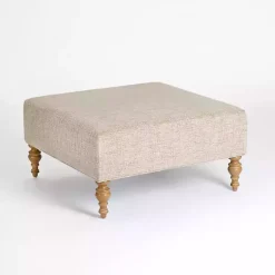 Kirklands Home Sand Upholstered Chanson Coffee Table Ottoman Tan Sale