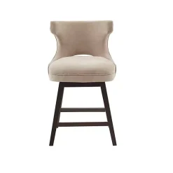 Kirklands Home Sandy Beige Curve Back Swivel Counter Stool Tan New
