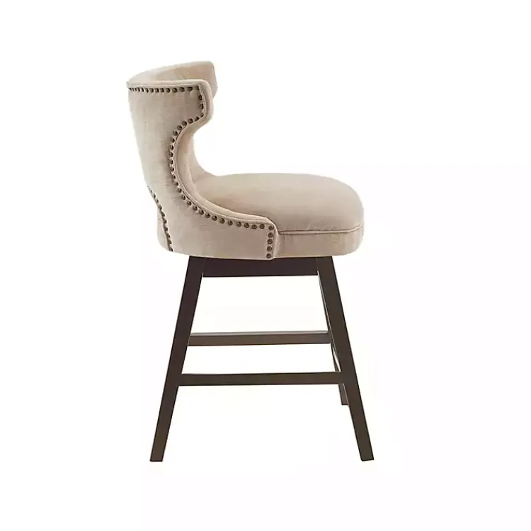 Kirklands Home Sandy Beige Curve Back Swivel Counter Stool Tan New